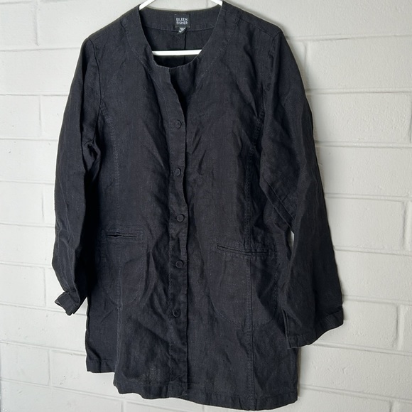 Eileen Fisher Tops - Eileen Fisher Irish linen black button down shirt